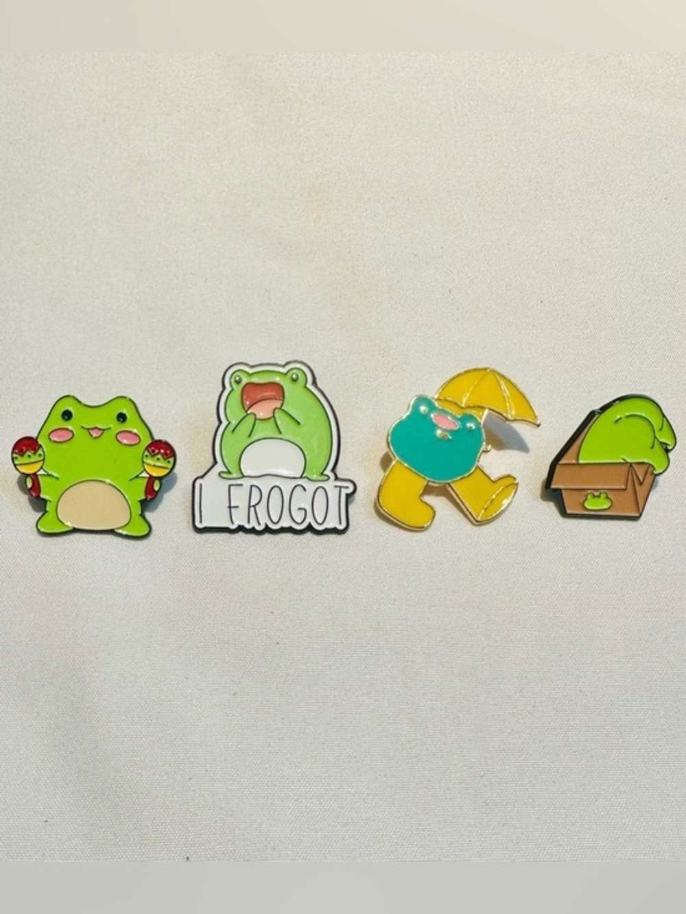 Cute Frog Enamel Pin Bundle 🐸 Kawaii Cottagecore Pins Set of 4